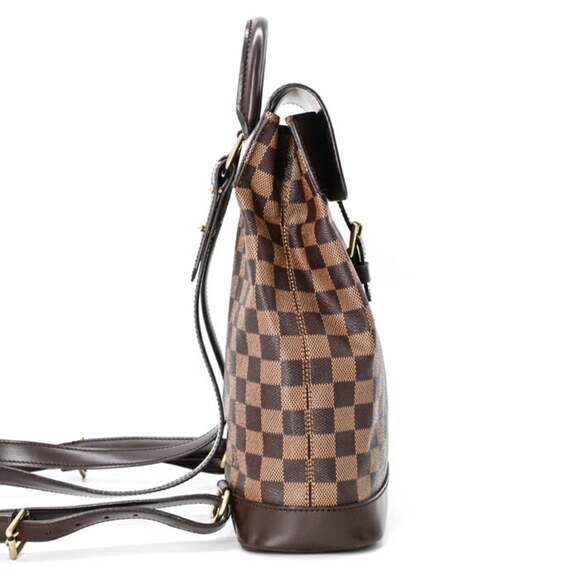 louis vuitton backpack checkered brown LOUIS VUITTON Brown Damier Canvas Backpack